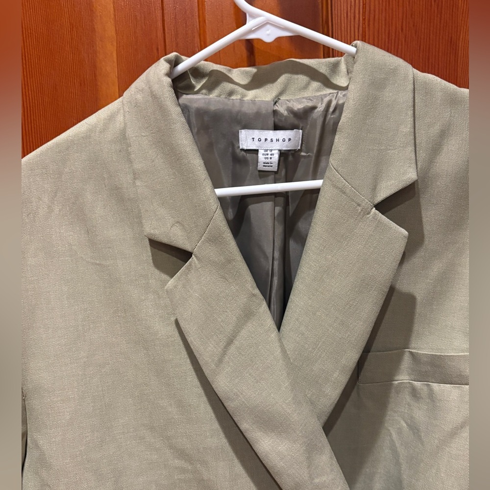 Topshop Tailored Dad Blazer Dress in Sage - Picture 8 of 17